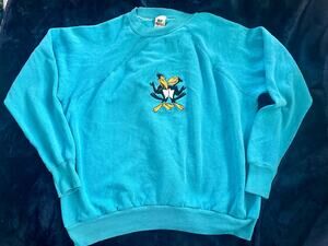 VINTAGE 1994 "TOO CUTE" HECKLE & JECKLE CARTOON COMICS TURQUOISE SWEATSHIRT